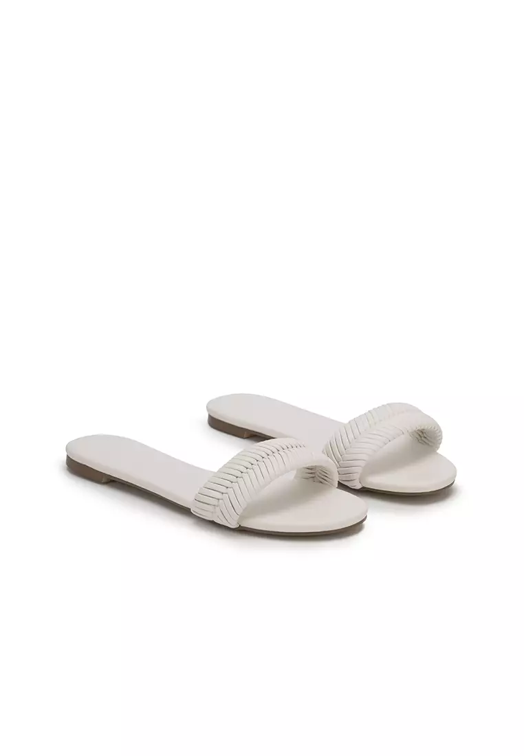 White hot sale flat slides