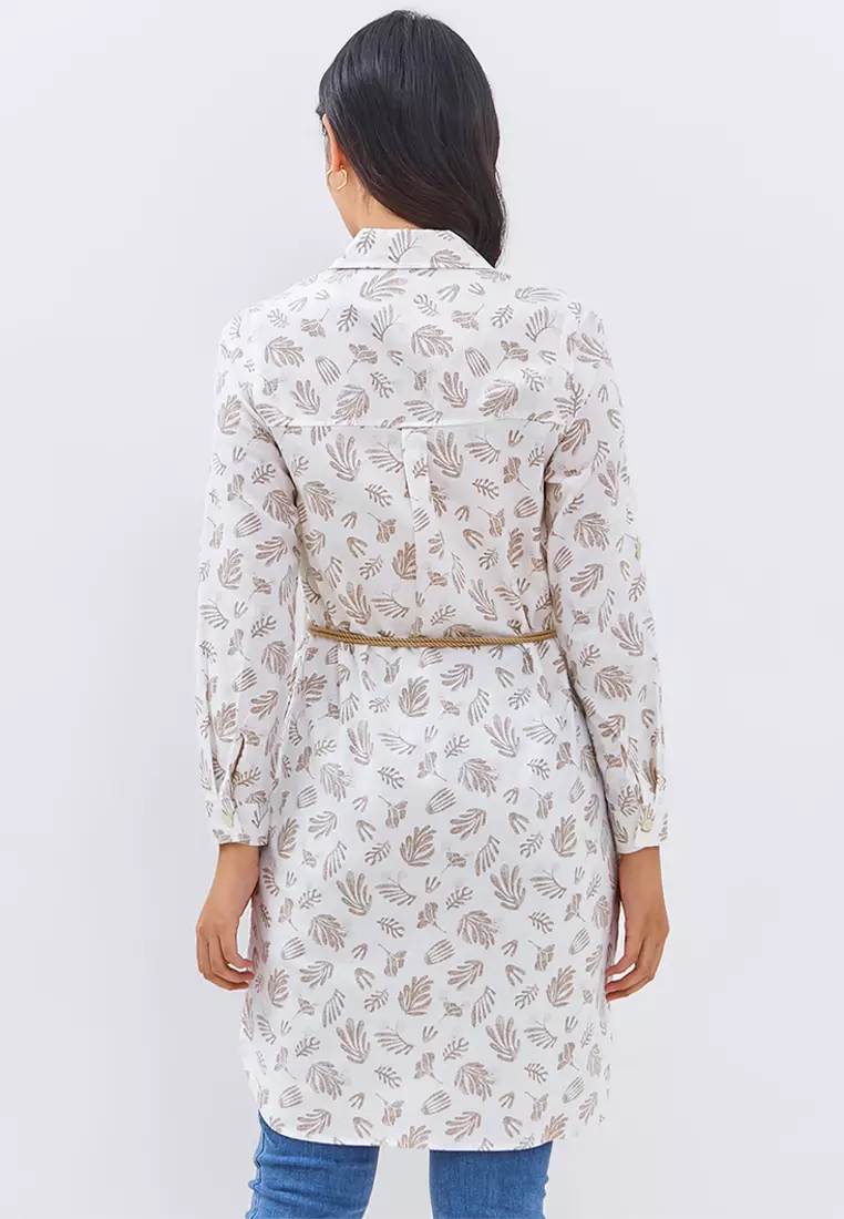 C2 Huetta Khaki Casual Maxi Shirt Wanita