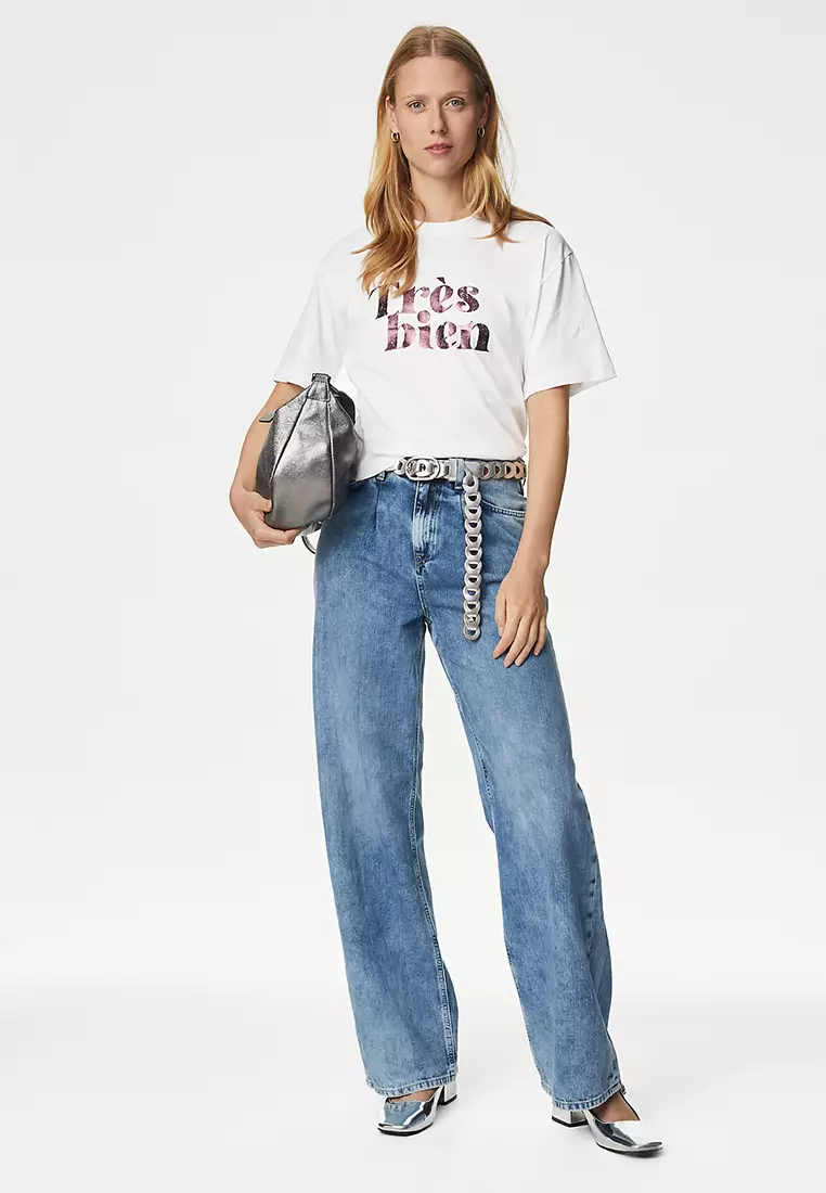 Pure Cotton Slogan T-Shirt