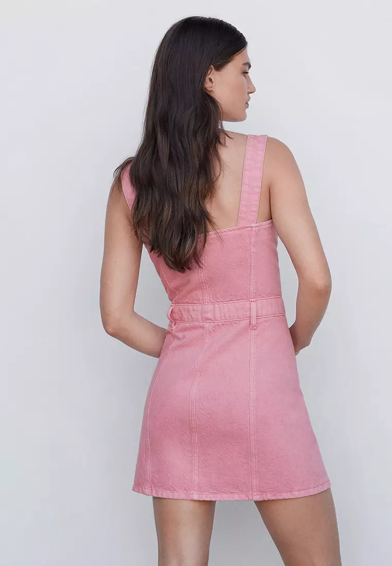 H&m pink denim dress cheap