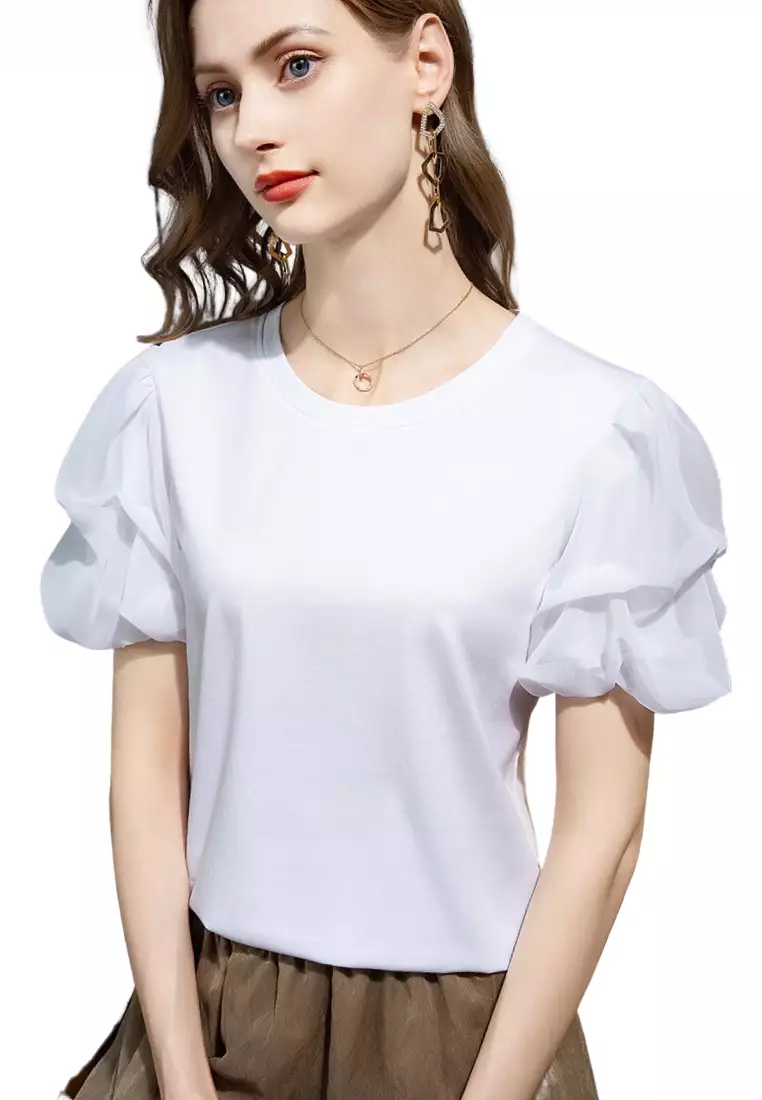 Chiffon puff sleeve blouse hot sale