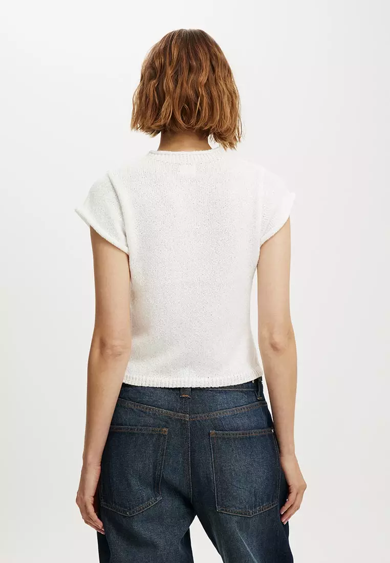 Textured Short Sleeve Knit Top