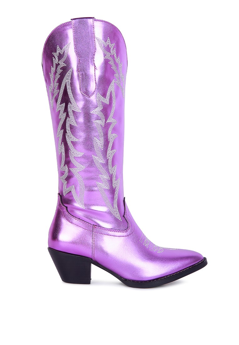 Purple Pointed Toe Western Cowboy Boot