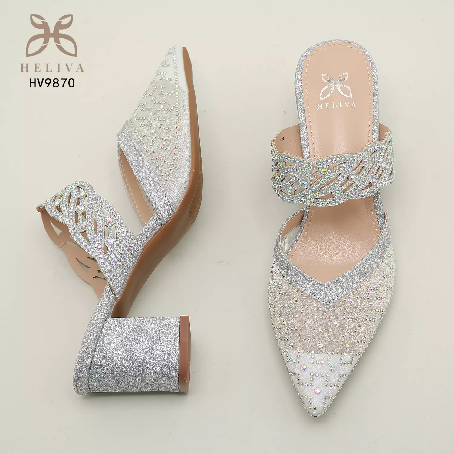 Heliva Esty High Heels Glitter Pointed Shoes Semi Transparent