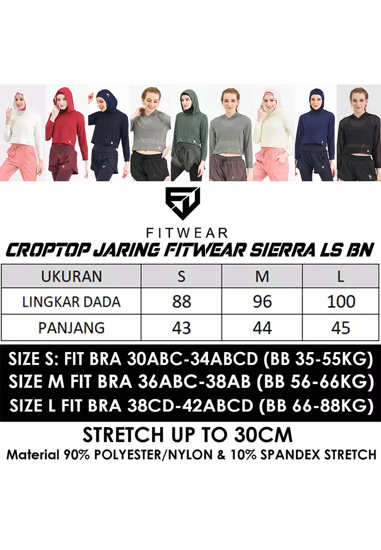 Fitwear - Croptop Jaring / Mesh / Sheer Olahraga SIERRA HOODIE - NIGHT BLUE