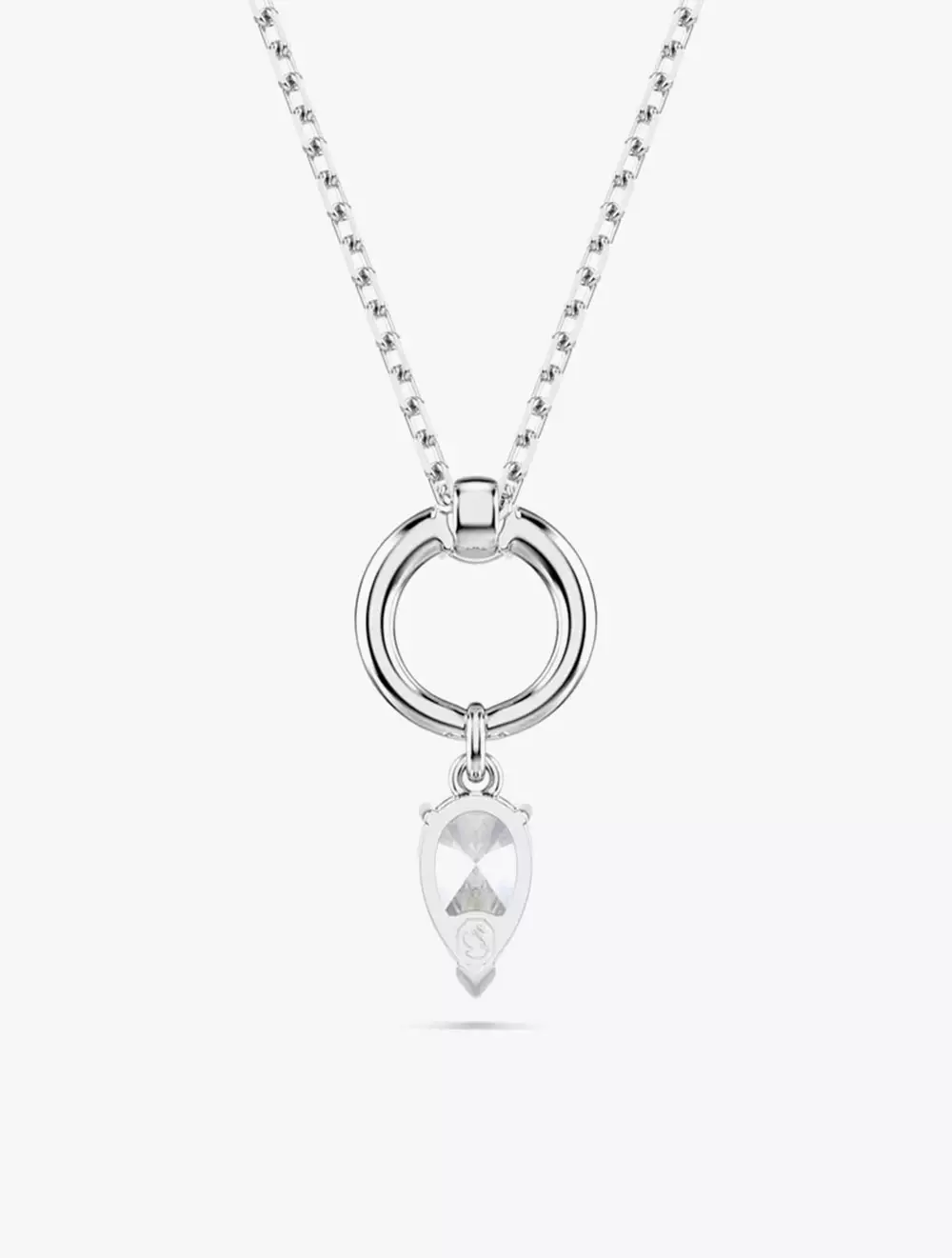 Mesmera pendant, Pear cut, White, Rhodium plated