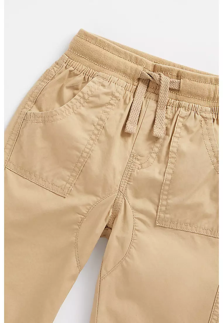 Tan Poplin Roll-Up Trousers