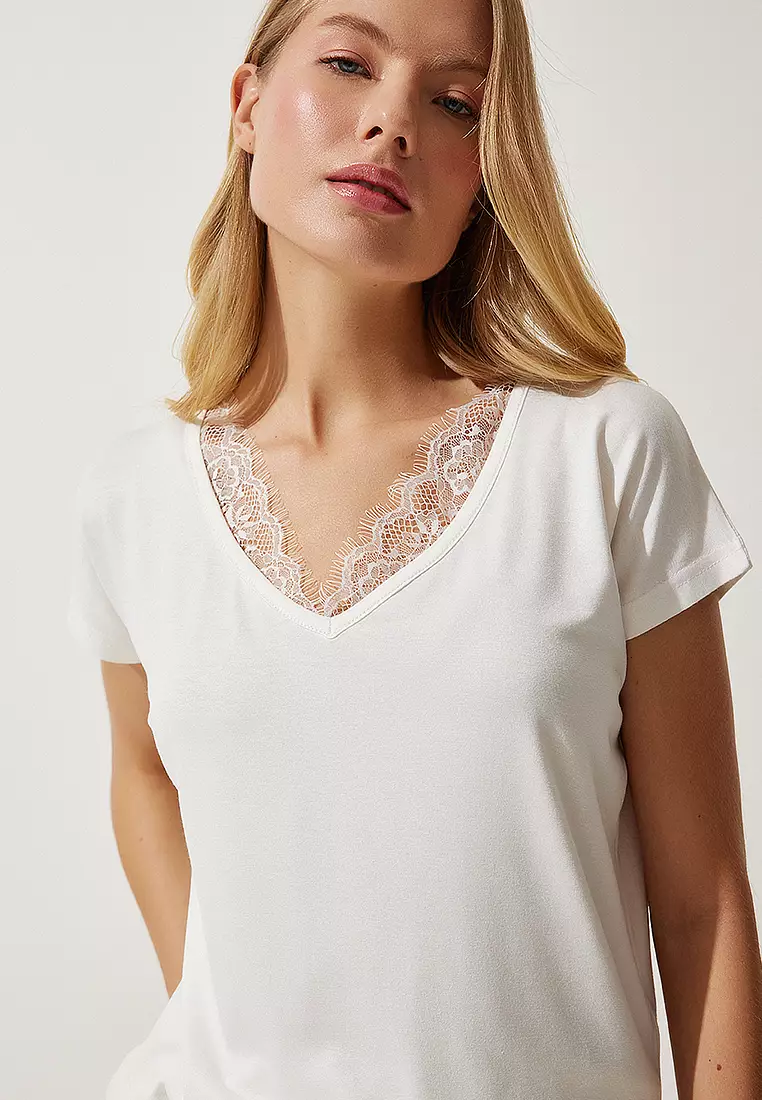 Lace Detail Viscose Blouse