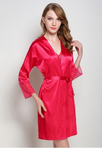 SMROCCO red Silk Like Women Robes L8008 (Red) 2BCBCAA10583EAGS_1
