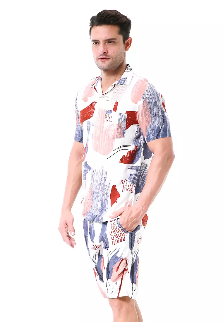 Deon Piyama Pria Spencer Motive Kemeja One Set Lengan Pendek Material Rayon ORIGINAL - Multicolor