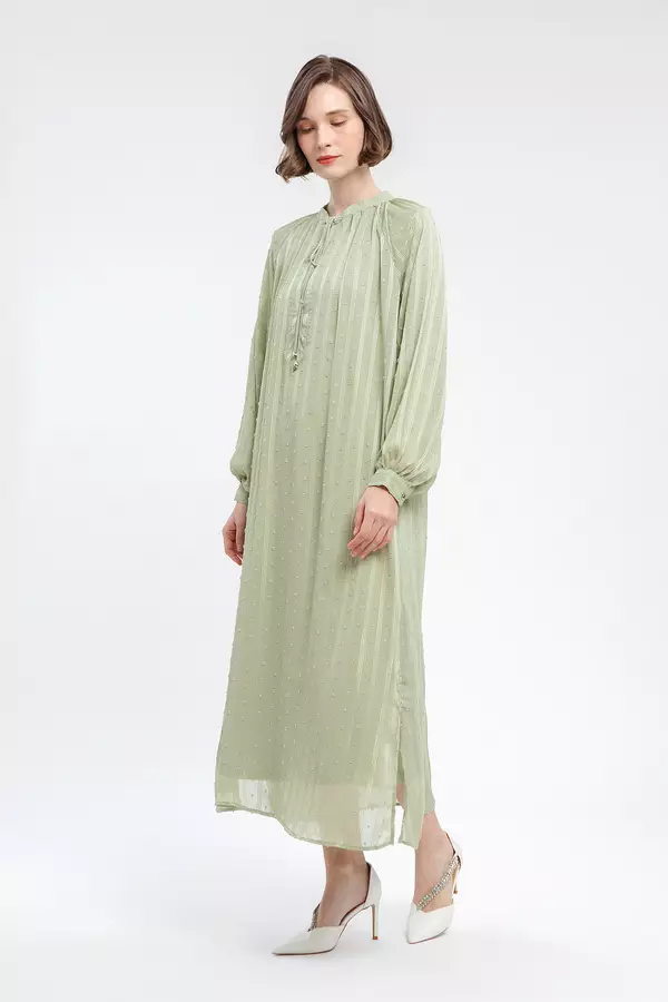MINIMAL - Jenny - Gaun Sifon Plumeti - Green Colour Green_Light