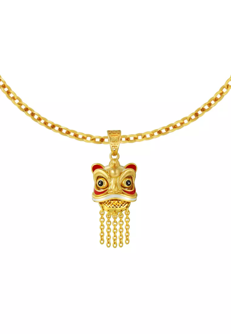 TOMEI Lion Dance Tassel Pendant, Yellow Gold 916