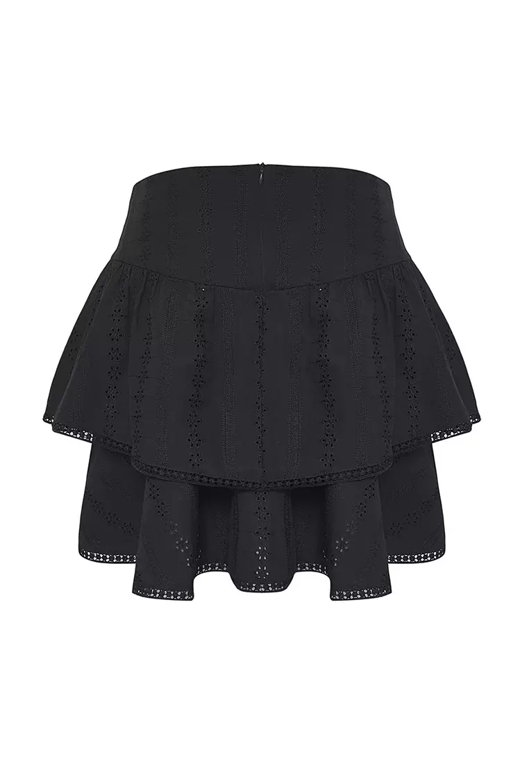 Black Woven Plus Size Skirt