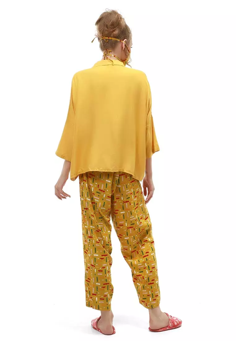 Vance Pajamas Setelan Baju Tidur Wanita Lengan Panjang Material Rayon ORIGINAL - Mustard
