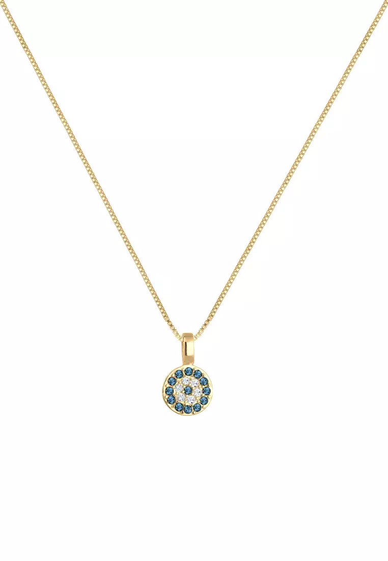 Kalung Perhiasan Perak 925 Wanita Evil Eye Pendant with Gold Plated Embellished with Crystal by Swarovski®