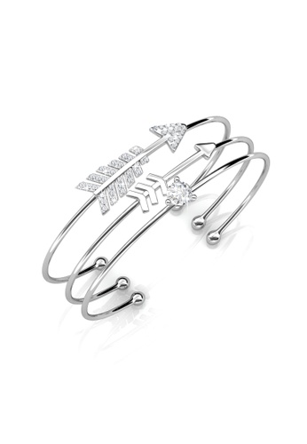 Her Jewellery silver Cupid Bangle -  Made with premium grade crystals from Austria HE210AC92HVRSG_1