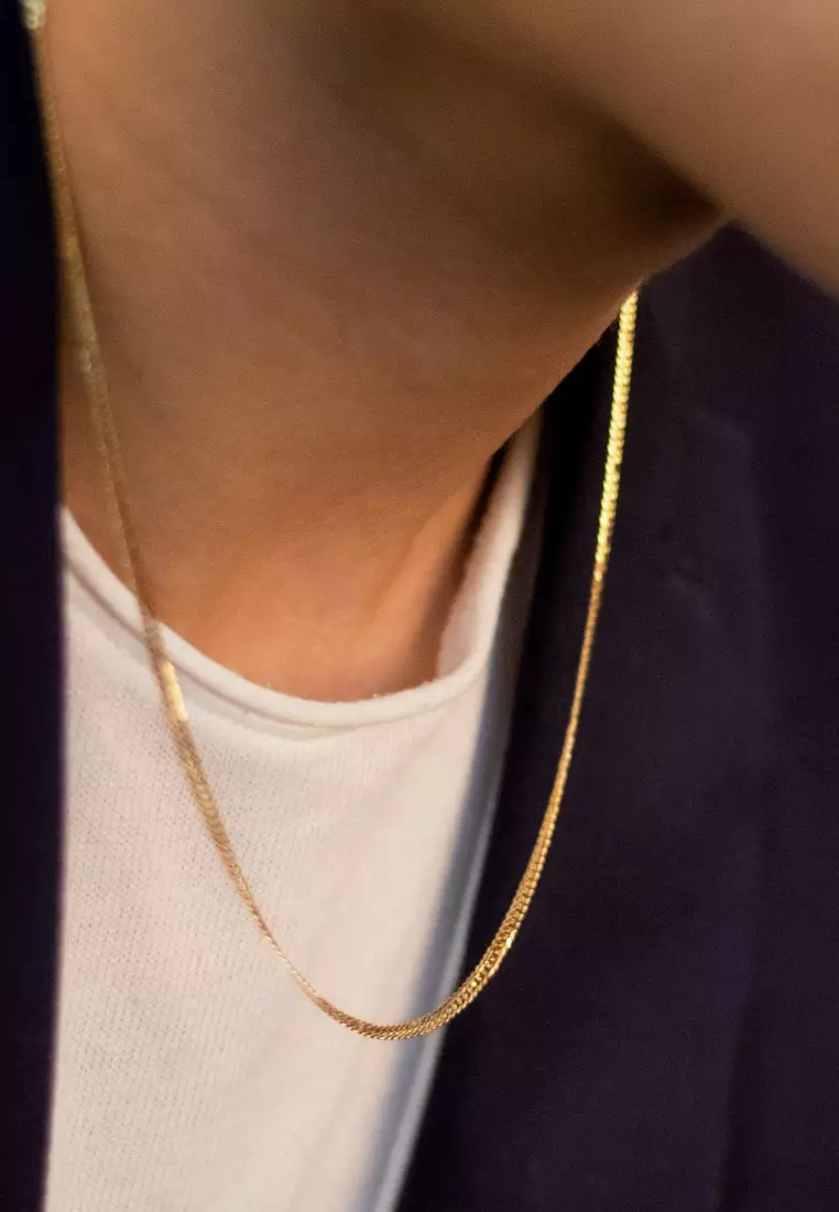 Flat Curb Chain Necklace 18k Gold - 18 inches