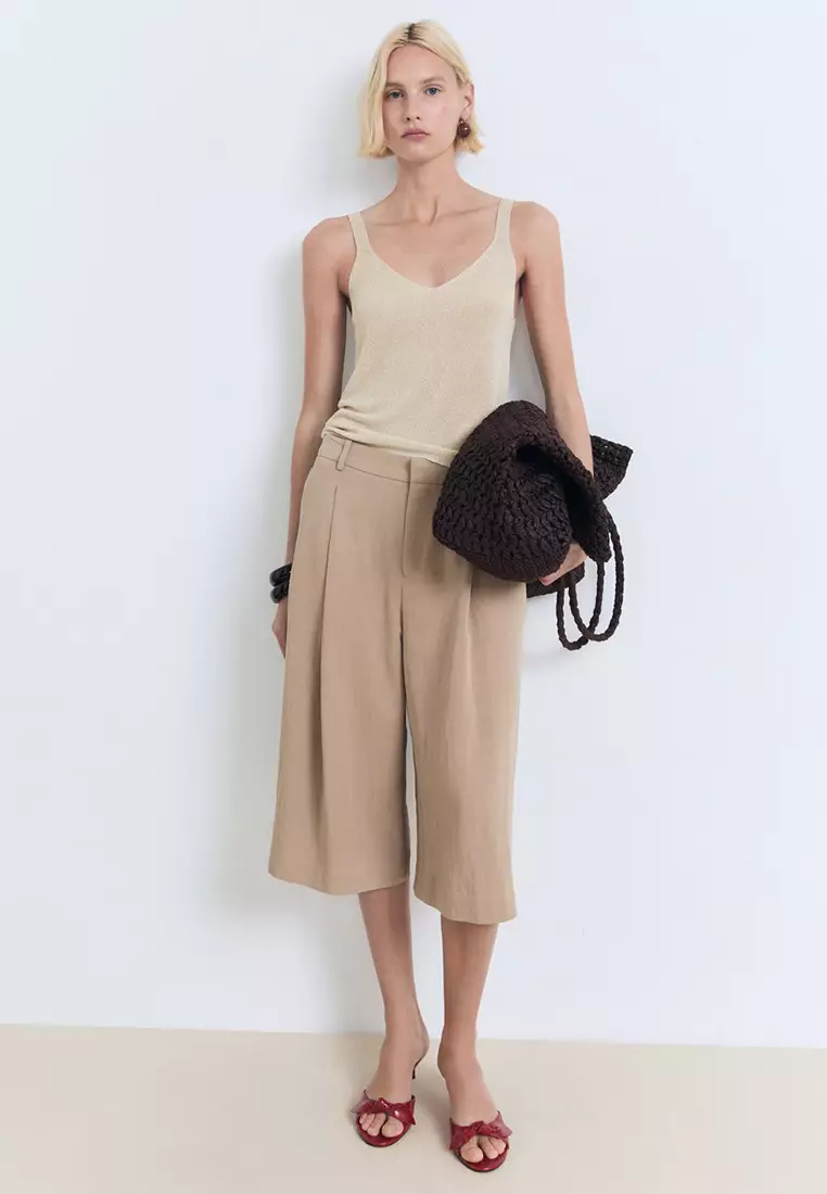 Lurex Knitted V-Neck Top