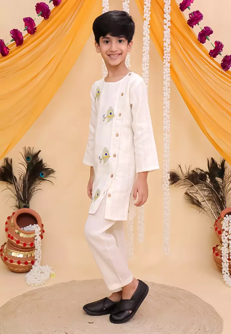 The Mom Store Mor Edit 男童刺绣长裙套装 - 米白色