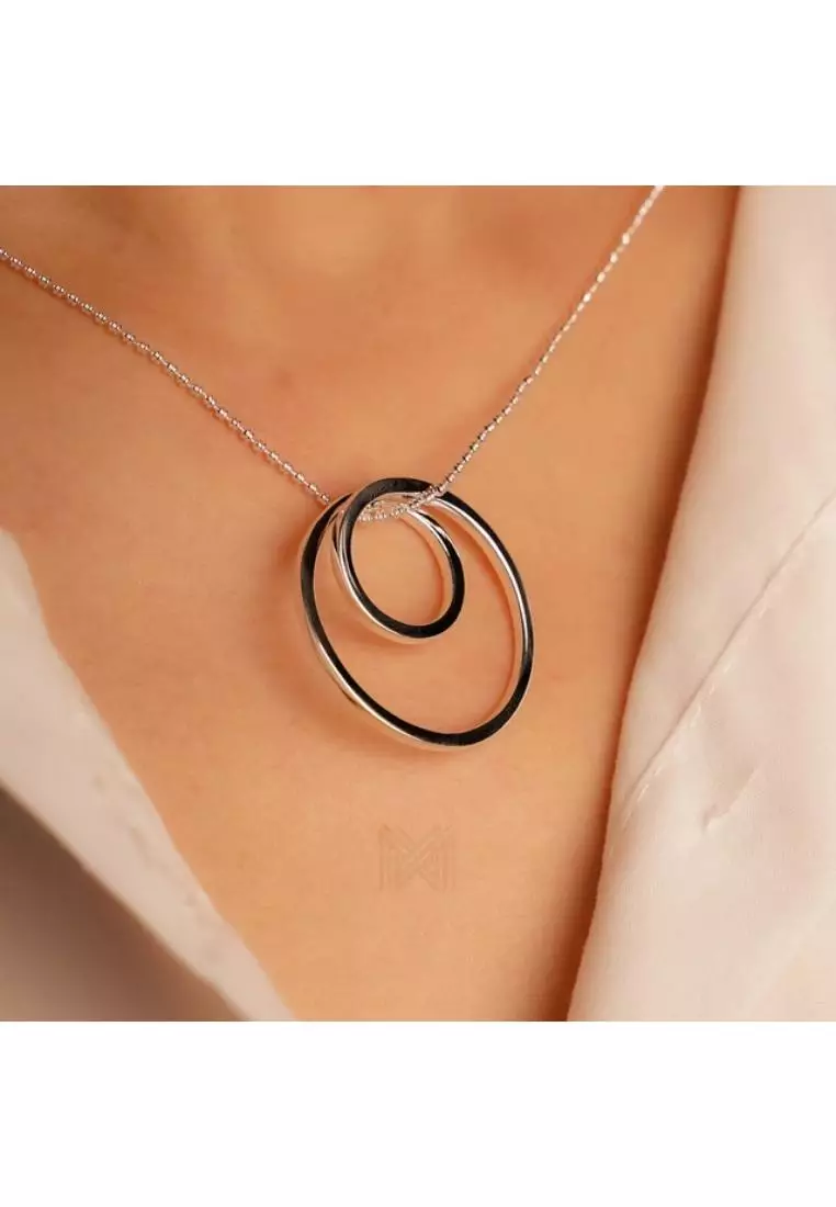 Minimal Dual Round Tube Silver Pendant with 925 Sterling Silver