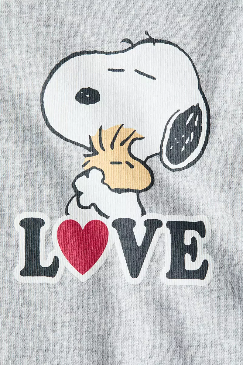 Print-motif cotton T-shirt