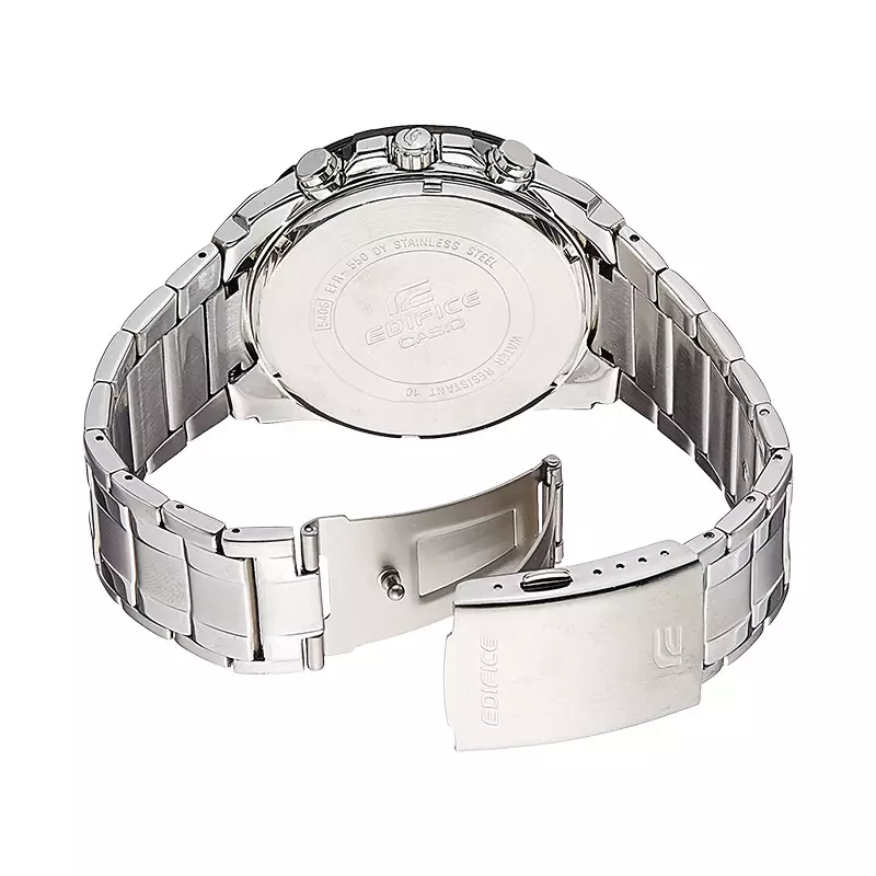 Jam Tangan Pria Casio Edifice EFV-550D-1AVUDF Chronograph Men Black Dial Stainless Steel Band