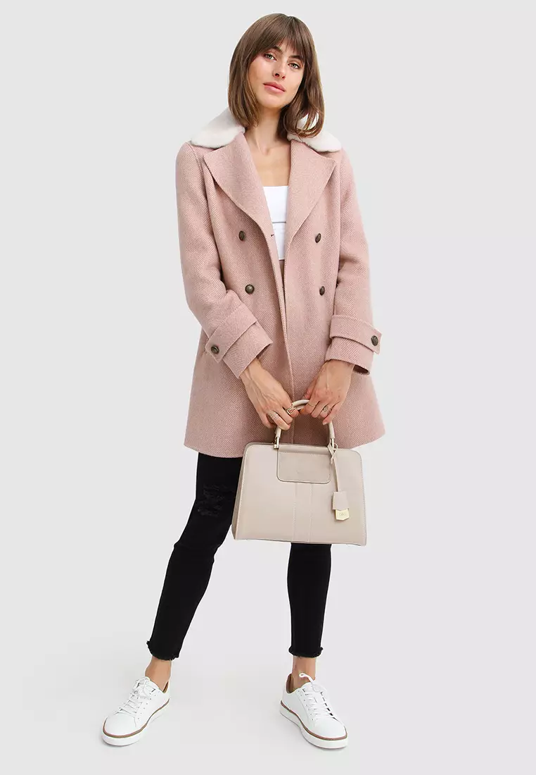 Liberty Sherpa Collar Wool Blend Coat - Blush main image 1