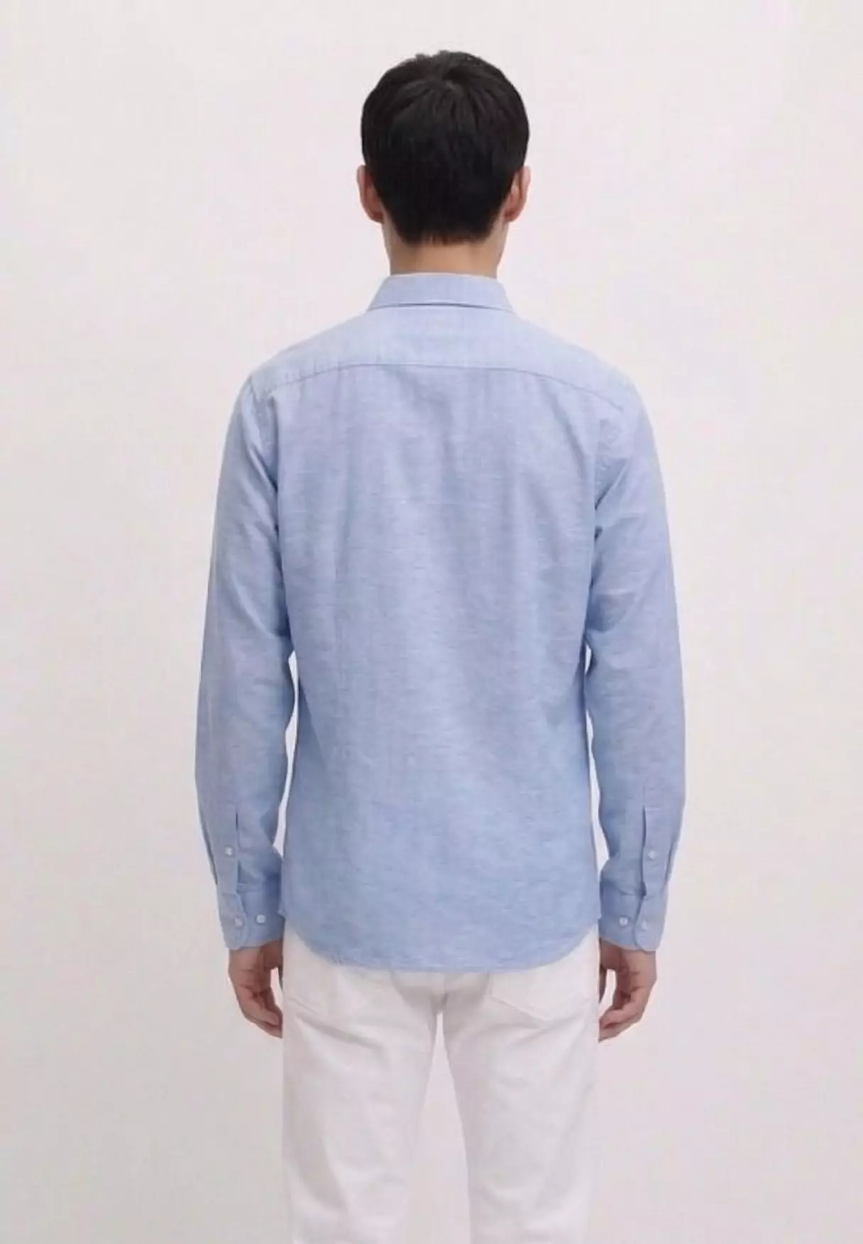 Cotton Linen Basic Shirt MEN'S LONG - SLEEVE POCKET STANDART FIT SHIRT