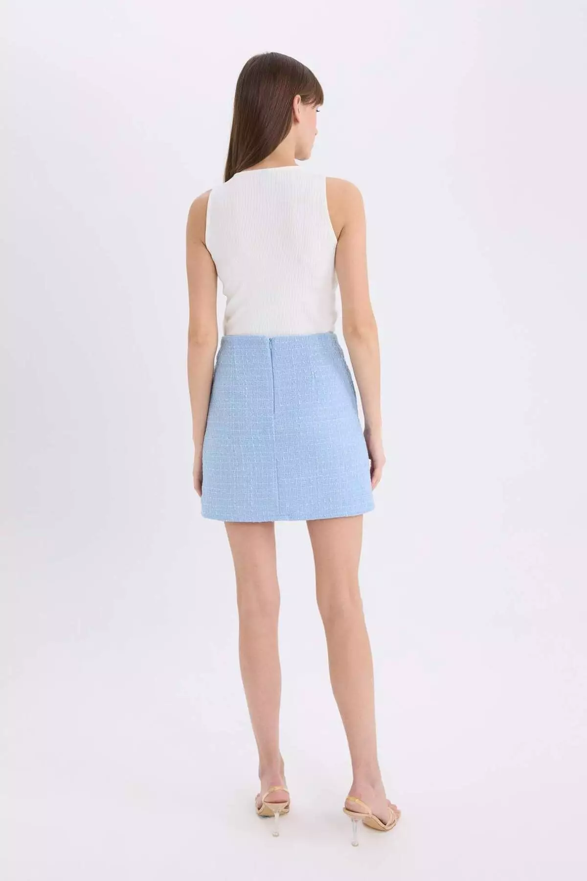 A-Line Regular Waist Lined Tweed Mini Skirt B0692Ax25Sp