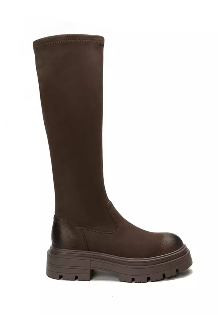 Discount on Twenty Eight Shoes  shoes - SKU: Elastic Suede Fabric Riding Boots Te9021-2