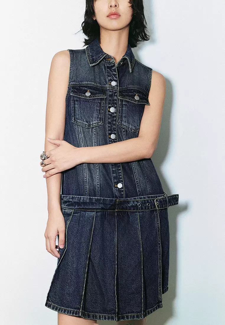最大15%OFFクーポン Sleeveless Revivo Urban Lapel 2025 Dress Straight Denim ワンピース