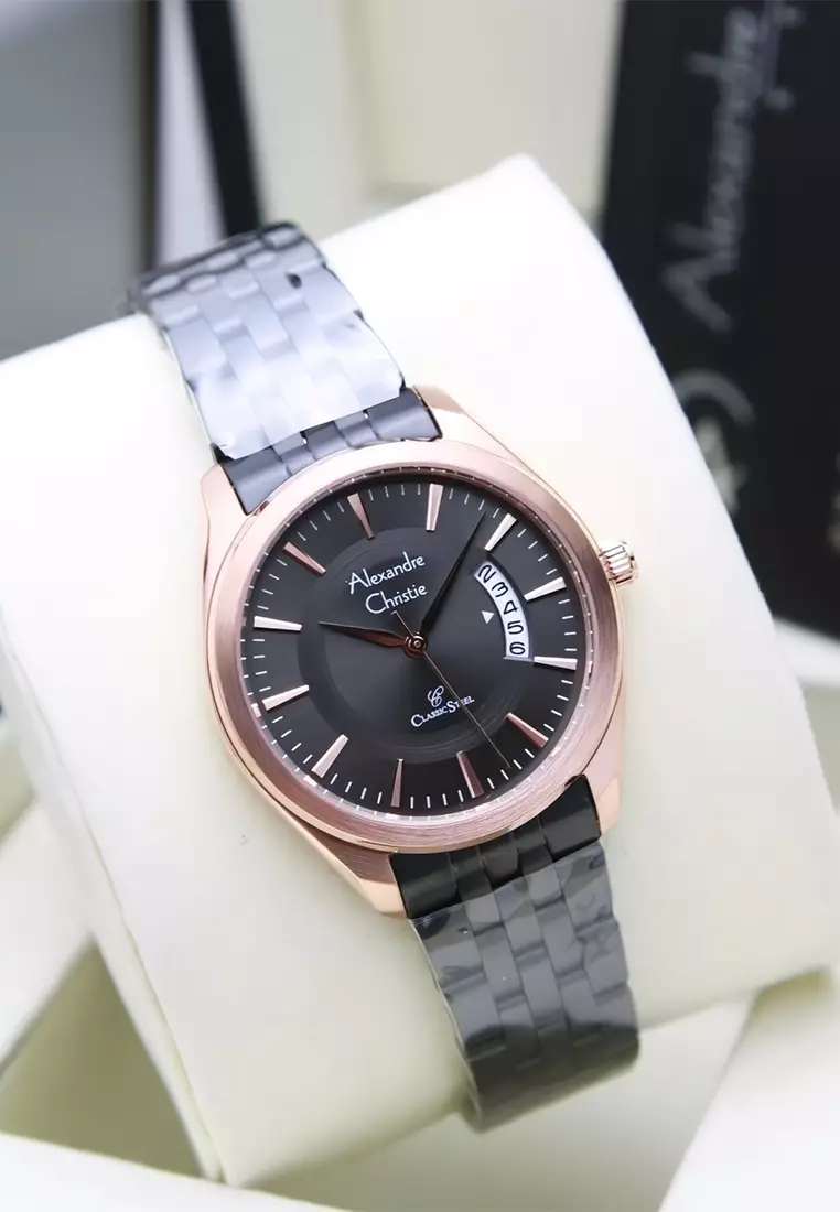 Alexandre Christie - Jam Tangan Wanita - Rosegold Black - Stainless Steel - 8674 LDBBRBA