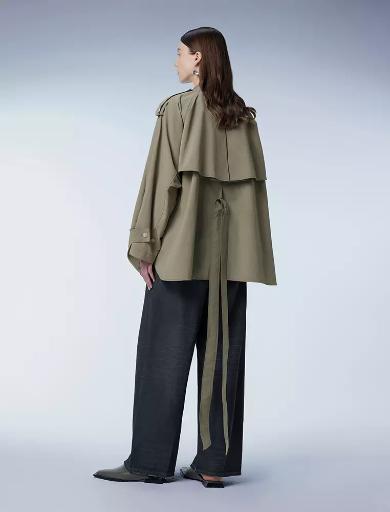宽松长袖短款风衣