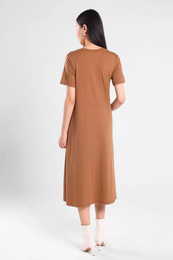 Minimal - Amyra - Dress Knit A Line - Dark Brown Warna Brown