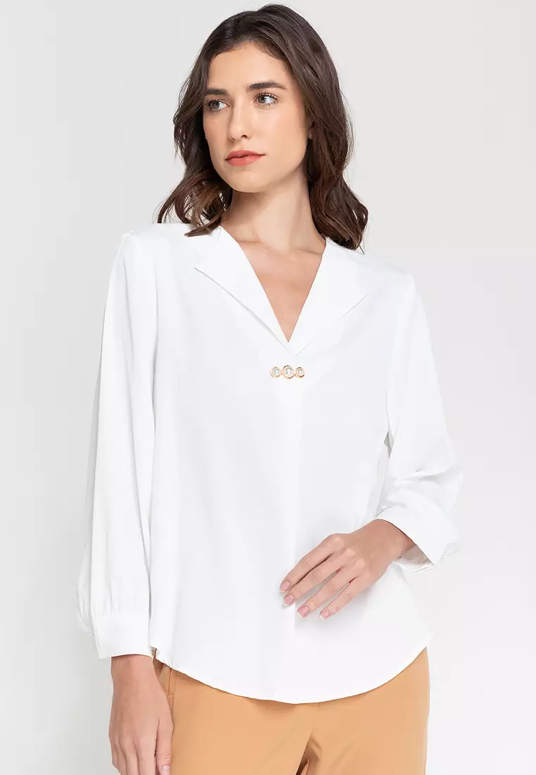 Cartel Flat Collar With Bishop Sleeves Top