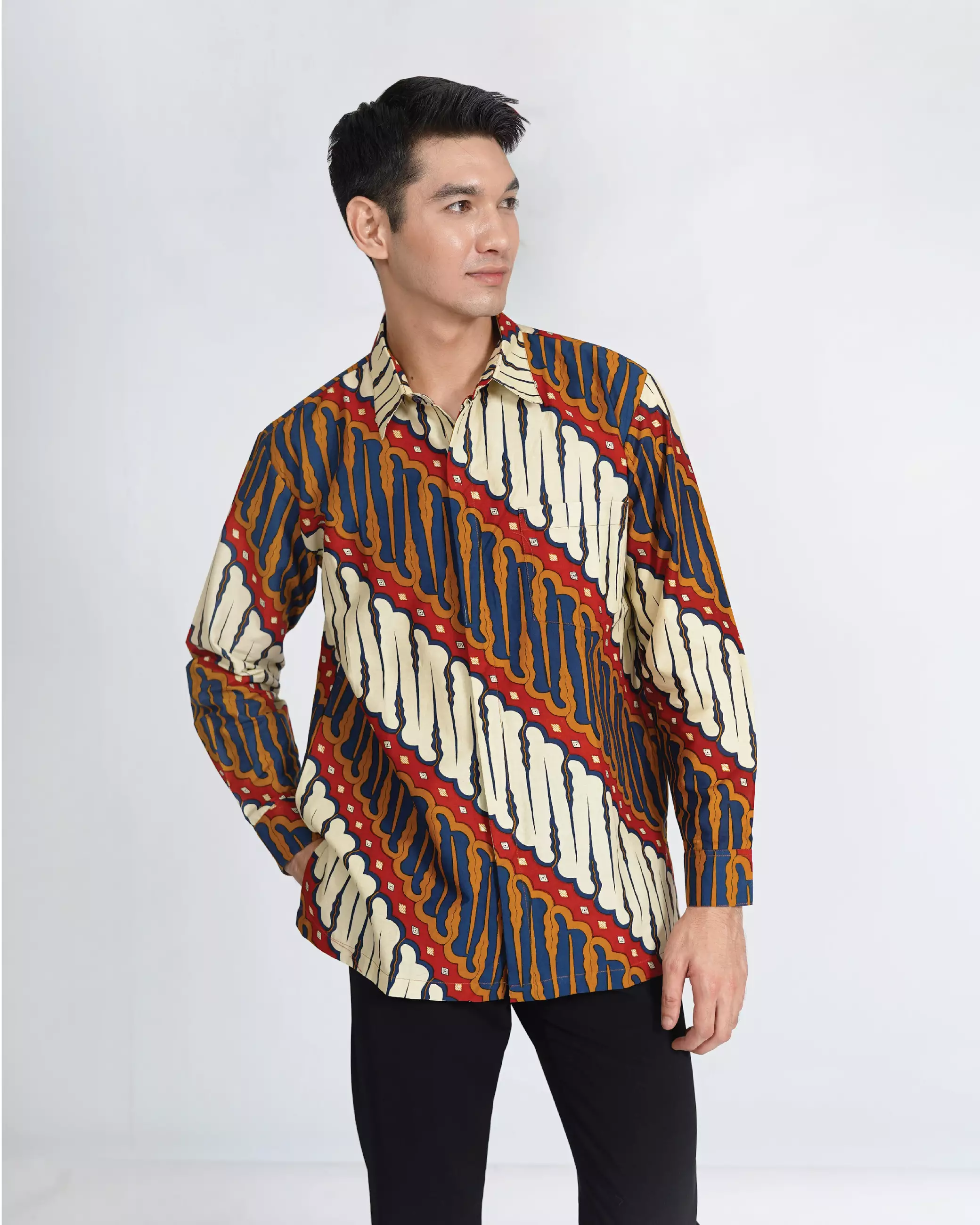 Kemeja Batik Lengan Panjang Motif Parang Indramayu