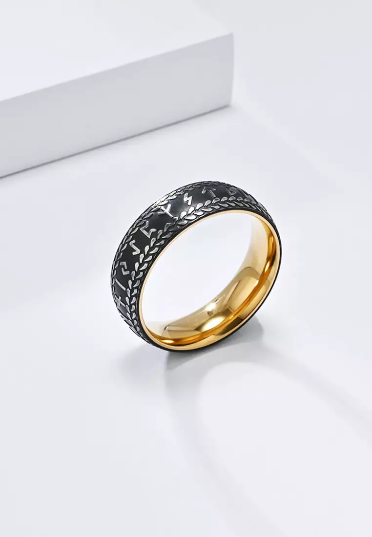Titanium Steel Runes Ring JW QF-JZ980