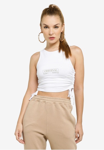 Public Desire white Ruched Side Crop Top 93A1BAA266A67AGS_1