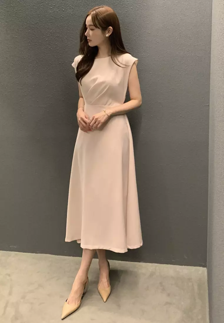 Buy Sunnydaysweety Korean elegant lace up waist cinching dress