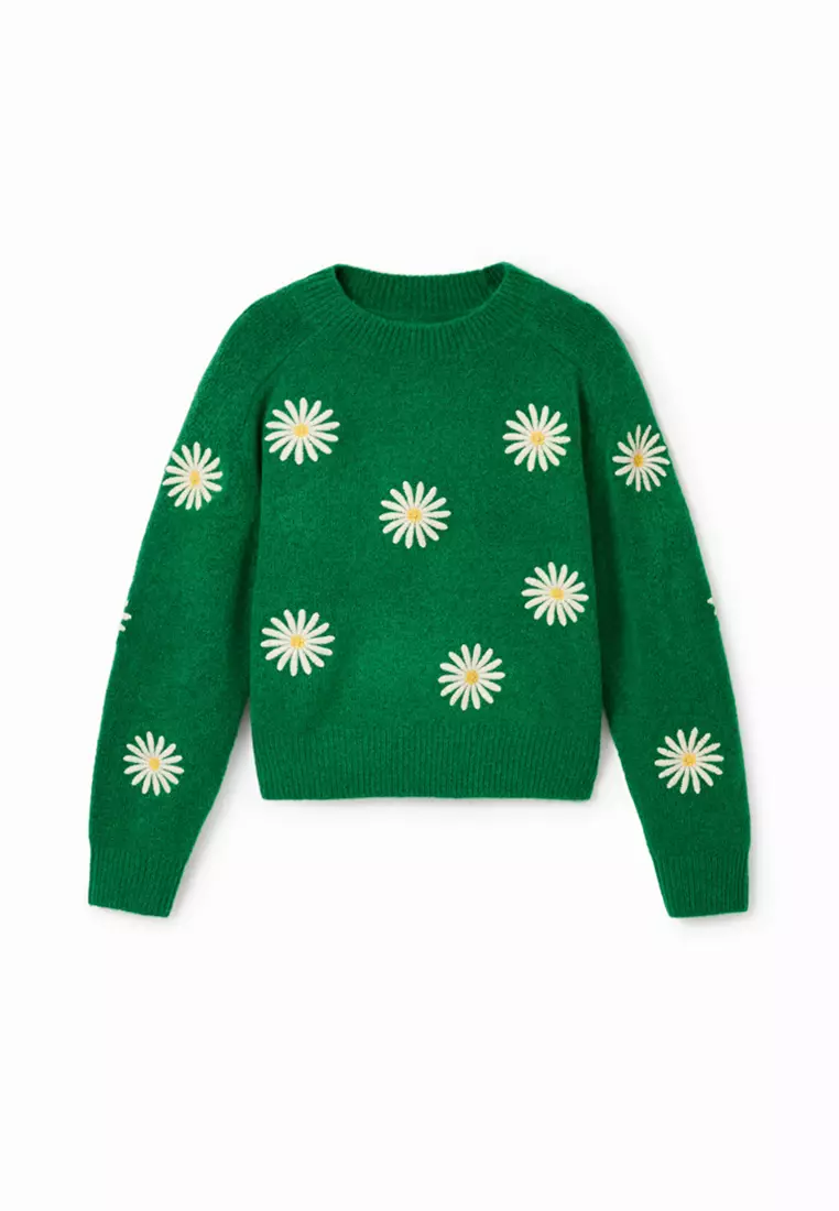 Desigual Girl Embroidered flower pullover.
