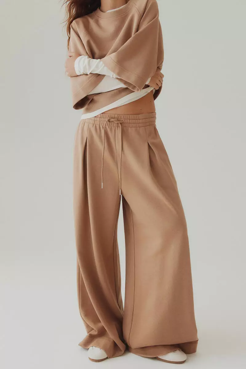Pleat-detail drawstring trousers