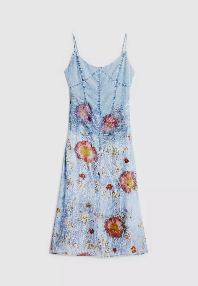 Two-material strap dress