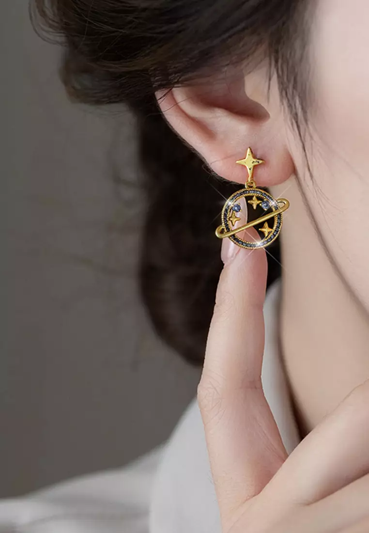 Anting Wanita Titanium Korea Style Planet Design Anting Cewek Original Earrings