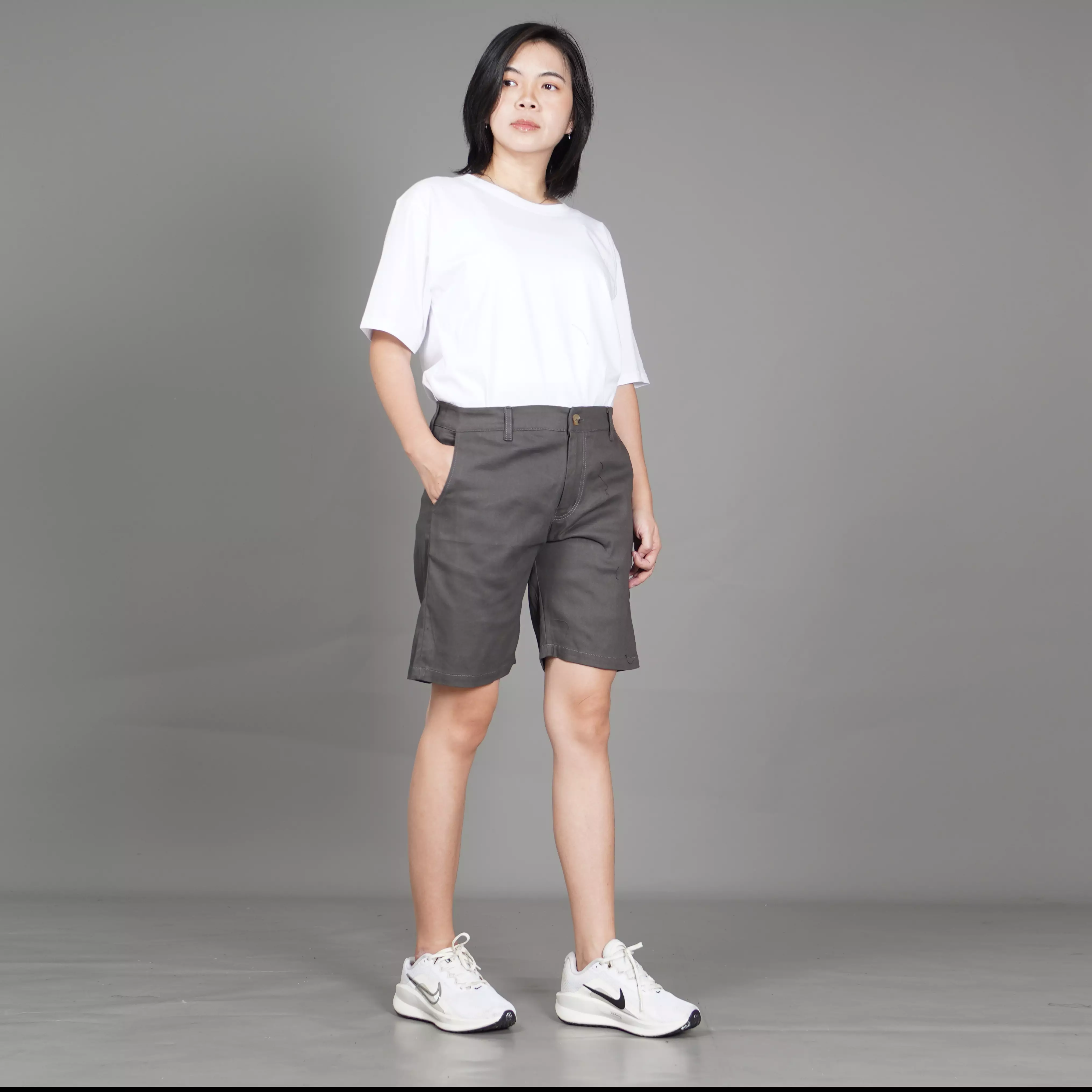  FRELY Celana Pendek Wanita Chino Pendek Wanita Chinos Pants - ABU TU