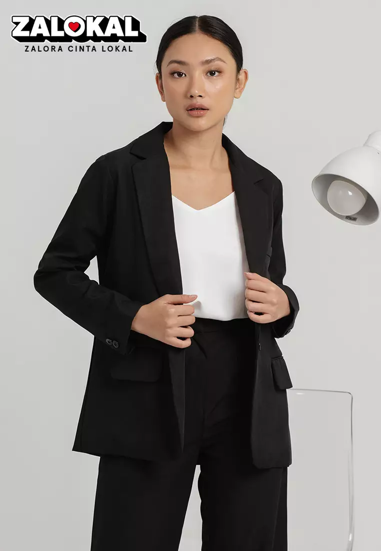 Jual Cloth Inc Morocco Oversized Blazer in Black Original 2025