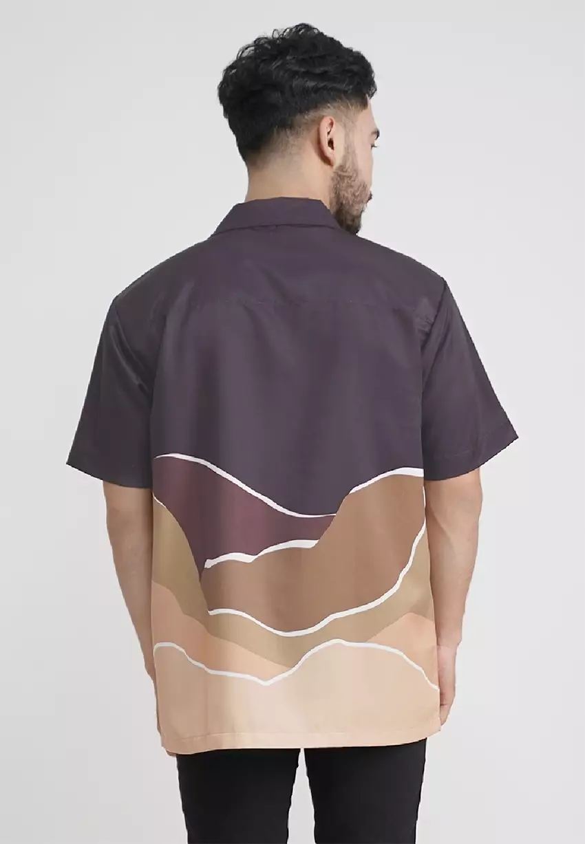 Tiento Kemeja Pakaian Pria Baju Kasual Atasan Lengan Pendek Motif Nature Skala