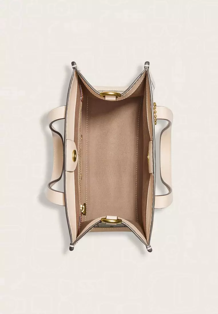 Coach Field Tote 22 In Signature Jacquard Stone Ivory 