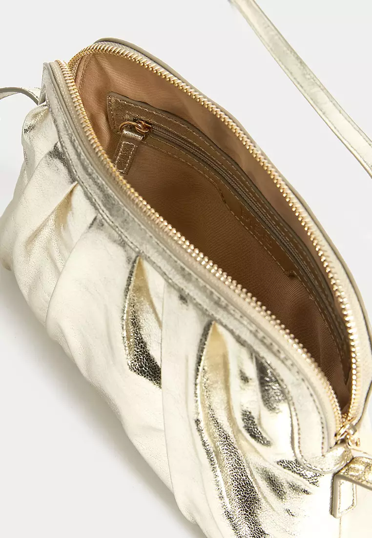 Faux Leather Ruched Cross Body Bag