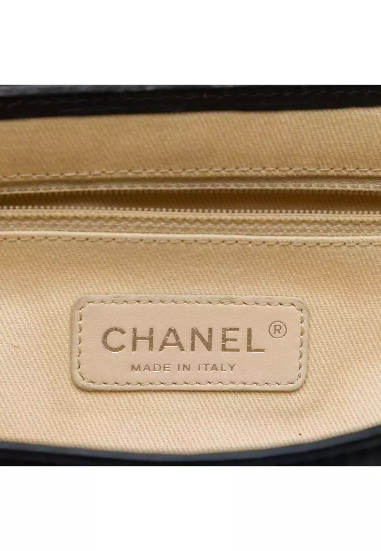 Pre-Loved Chanel Cc Raffia Fringe Trimmed Calfskin Chain Flap