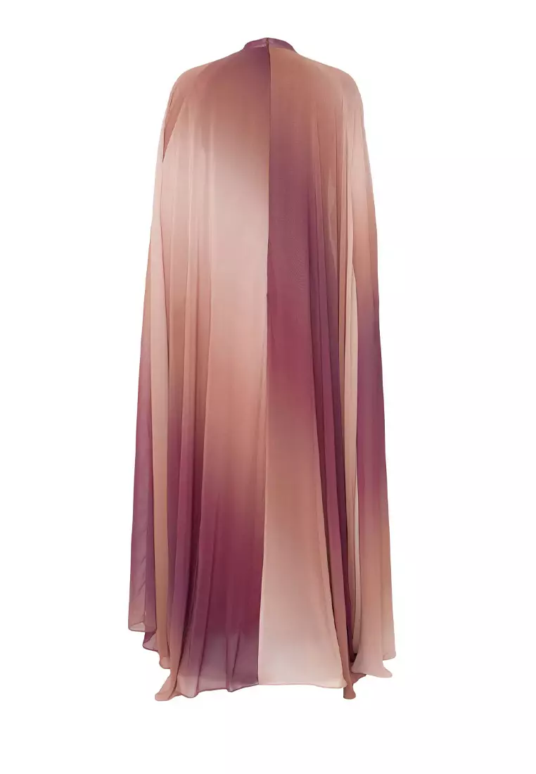 X Ai Brown Gradient Cape Evening Dress Tctaw25Db00019